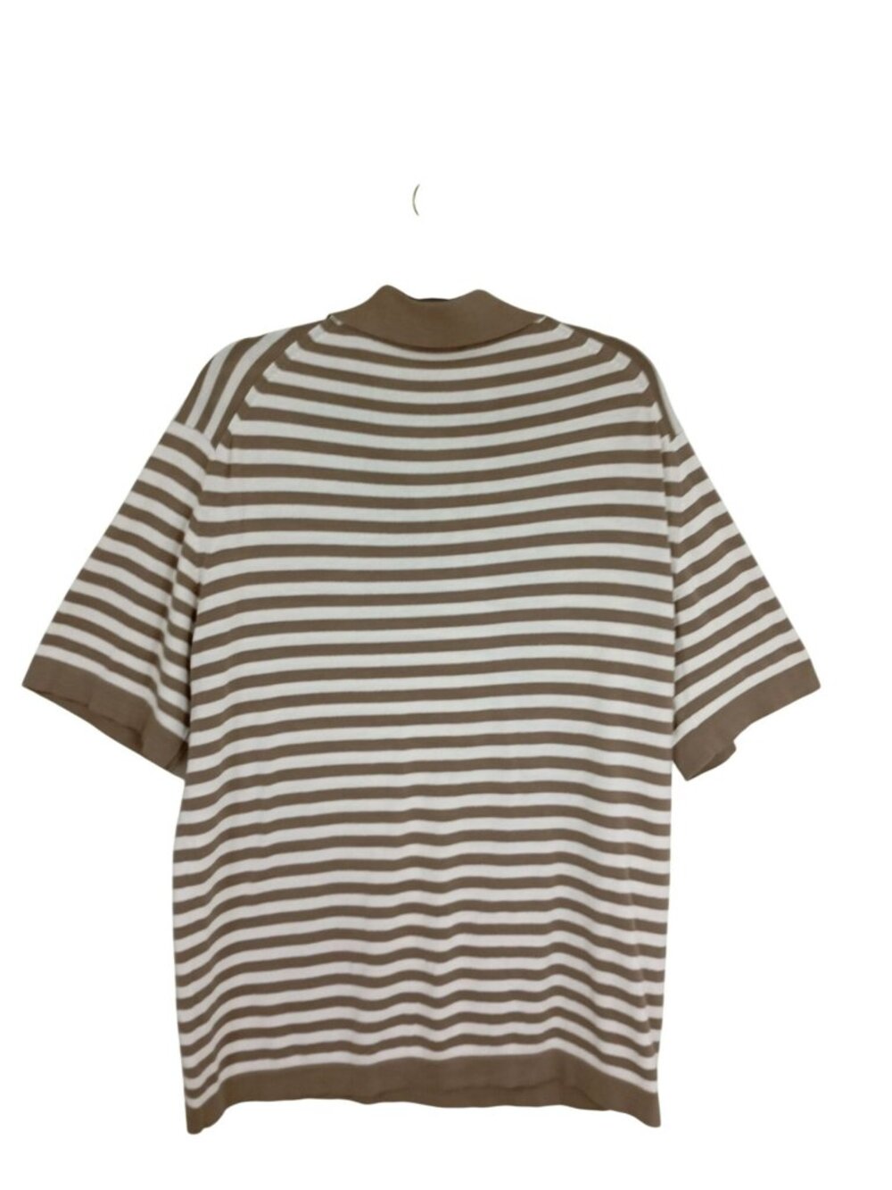 Tori Richard Mens Brown & White Striped Short Sleeve Polo Shirt Size L 100% Cott - Picture 6 of 8